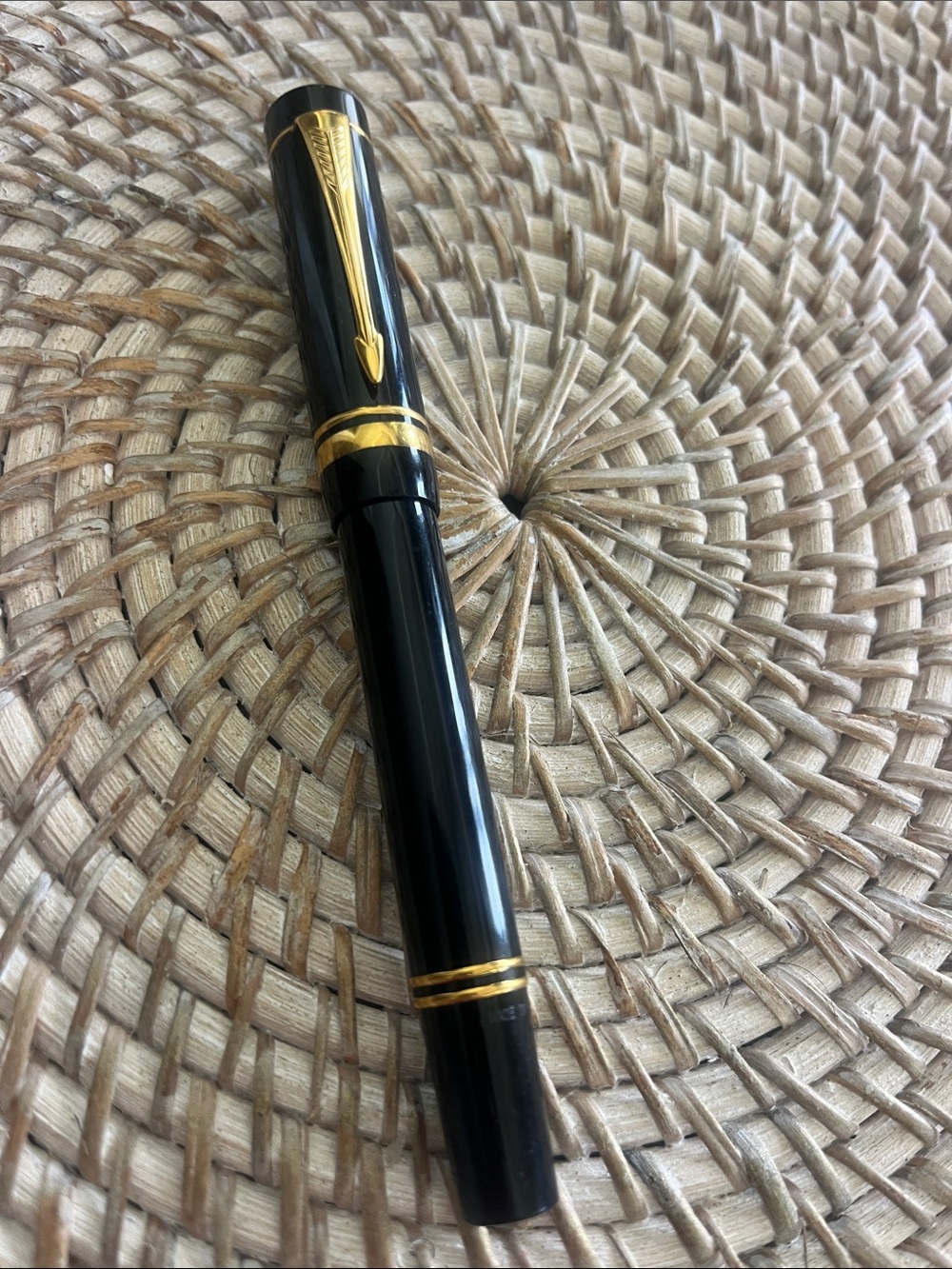 Vintage Parker Duofold International black & gold 18k nib ball point pen